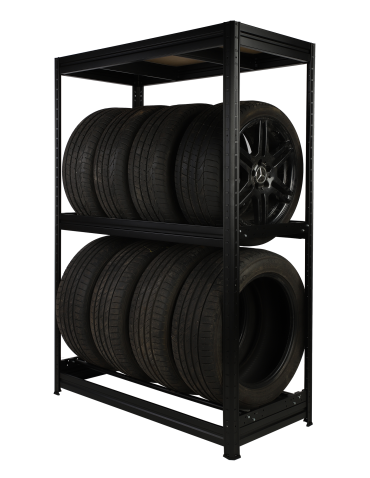 Regały - Regał na opony 177×120×60 cm/ 3 półki – Metalowy/ Czarny - product 5