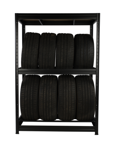 Regały - Regał na opony 177×120×60 cm/ 3 półki – Metalowy/ Czarny - product 6