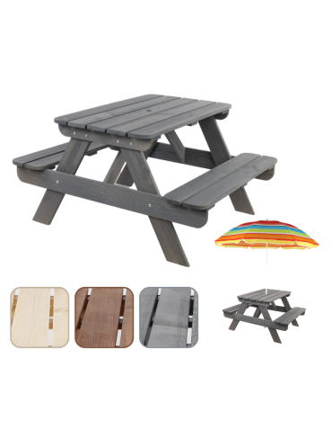 Stół piknikowy z otworem na parasol SPD/110cm - Szary