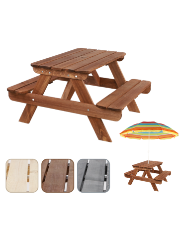 Stół piknikowy z otworem na parasol SPD/110cm - Brązowy