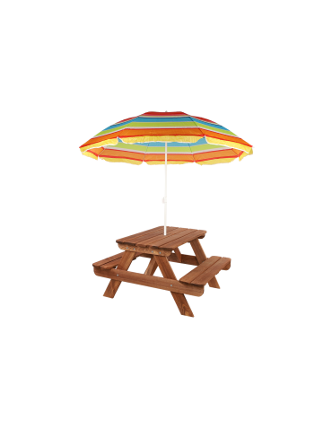 Art. Ogrodowe - Stół piknikowy z otworem na parasol SPD/110cm - Brązowy - product 3