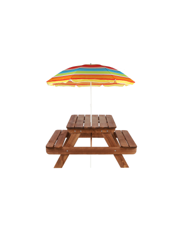 Stół piknikowy z otworem na parasol SPD/110cm - Brązowy - product 2