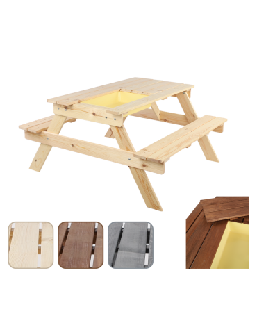 Stół piknikowy z pojemnikiem i pokrywą SPD/110cm - Naturalny