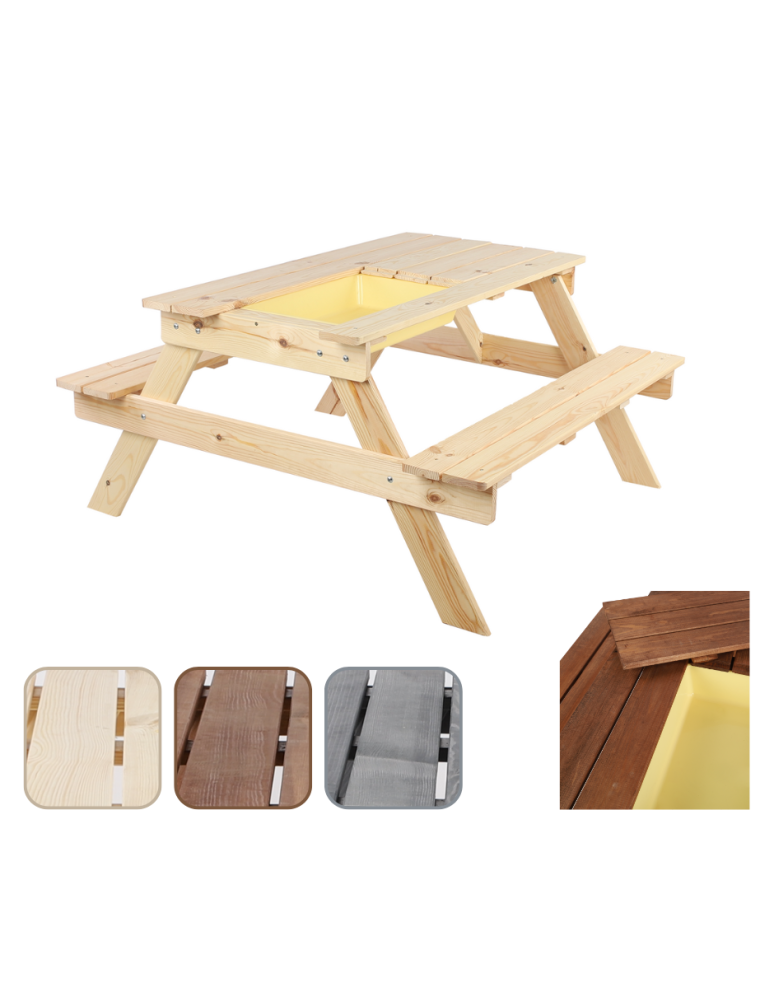 Art. Ogrodowe - Stół piknikowy z pojemnikiem i pokrywą SPD/110cm - Naturalny - product b2b.wamar.biz 1