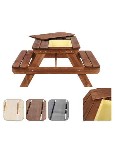 Stół piknikowy z pojemnikiem i pokrywą SPD/110cm - Brązowy