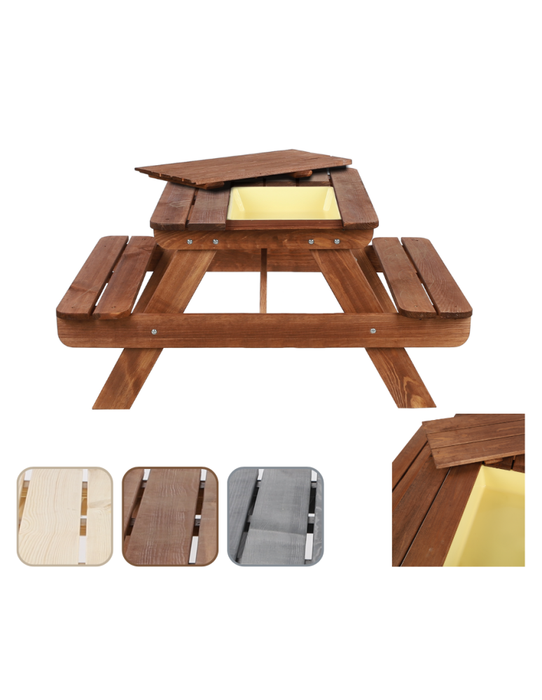 Art. Ogrodowe - Stół piknikowy z pojemnikiem i pokrywą SPD/110cm - Brązowy - product b2b.wamar.biz 1