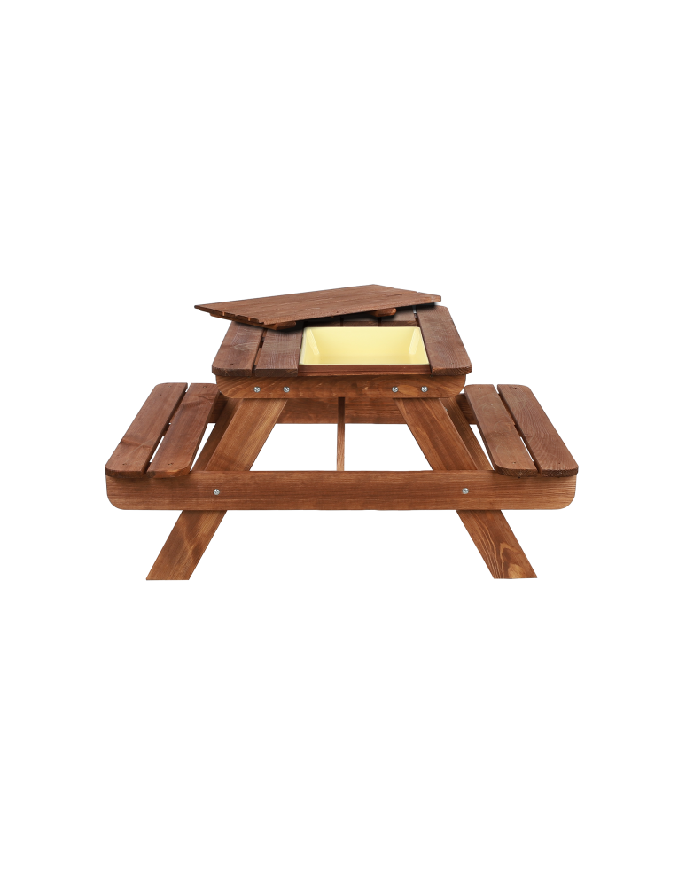 Art. Ogrodowe - Stół piknikowy z pojemnikiem i pokrywą SPD/110cm - Brązowy - product b2b.wamar.biz 2