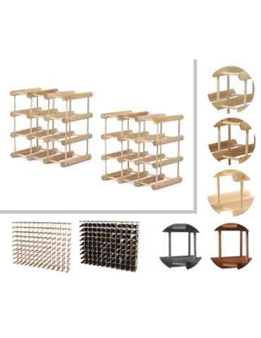Modułowy stojak na wino x2 /18+3 butelek — RW7 — Naturalny dąb