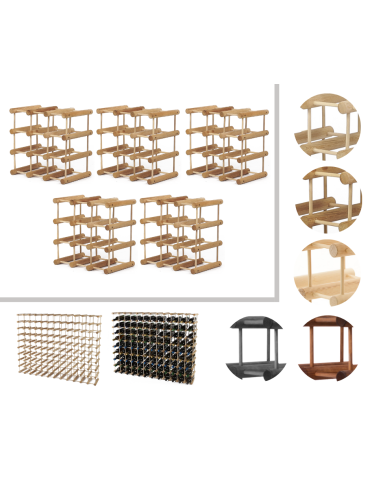 Modułowy stojak na wino x5 /45+12 butelek — RW7 — Olejowany dąb