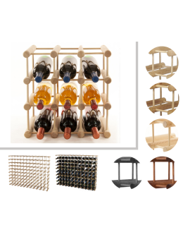 Modułowy stojak na wino /9 butelek — RW7 — Naturalna sosna