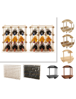 Modułowy stojak na wino x2 /18+3 butelek — RW7 — Naturalna sosna