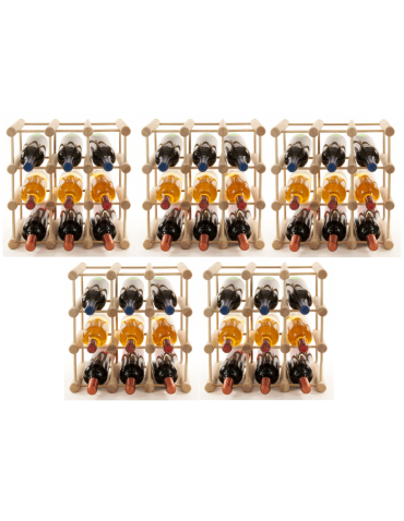 Modułowy stojak na wino x5 /45+12 butelek — RW7 — Naturalna sosna - produkt 2