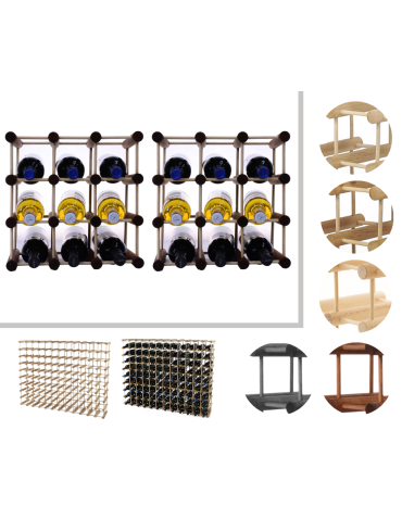 Modułowy stojak na wino x2 /18+3 butelek — RW7 — Brązowa sosna