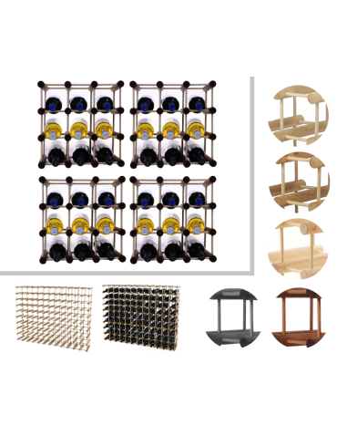 Modułowy stojak na wino x4 /36+9 butelek — RW7 — Brązowa sosna