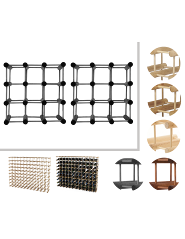 Modułowy stojak na wino x2 /18+3 butelek — RW7 — Szara sosna