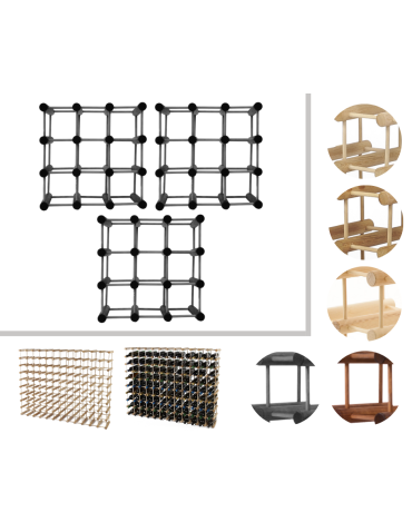 Modułowy stojak na wino x3 /27+6 butelek — RW7 — Szara sosna