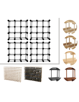 Modułowy stojak na wino x4 /36+9 butelek — RW7 — Szara sosna