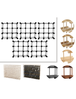 Modułowy stojak na wino x5 /45+12 butelek — RW7 — Szara sosna