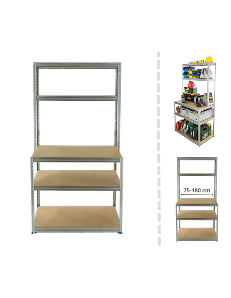 Stoły robocze - Metalowy Stół Warsztatowy SZZ szer. 120cm - Ocynkowany - product b2b.wamar.biz 1