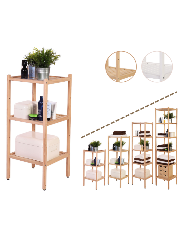 Regały - Bukowy regał łazienkowy RLB /Tarni/ 3 półki - Naturalny - product b2b.wamar.biz 1