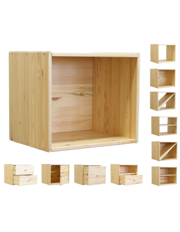 Drewniany regał modułowy /zamknięta półka RSKL – Naturalny