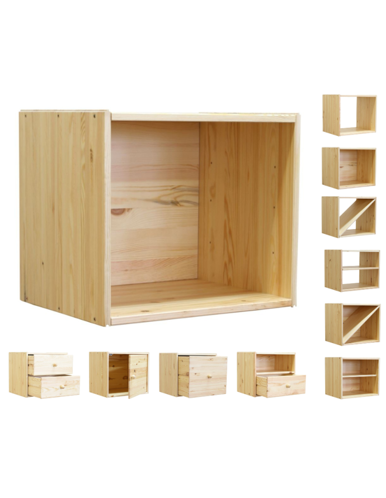 Regały - Drewniany regał modułowy /zamknięta półka RSKL – Naturalny - product b2b.wamar.biz 1