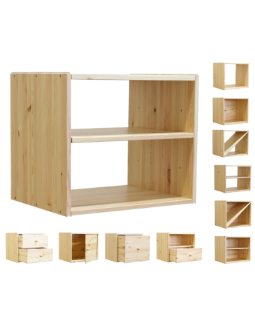 Drewniany regał modułowy /2xotwarta półka RSKL – Naturalny