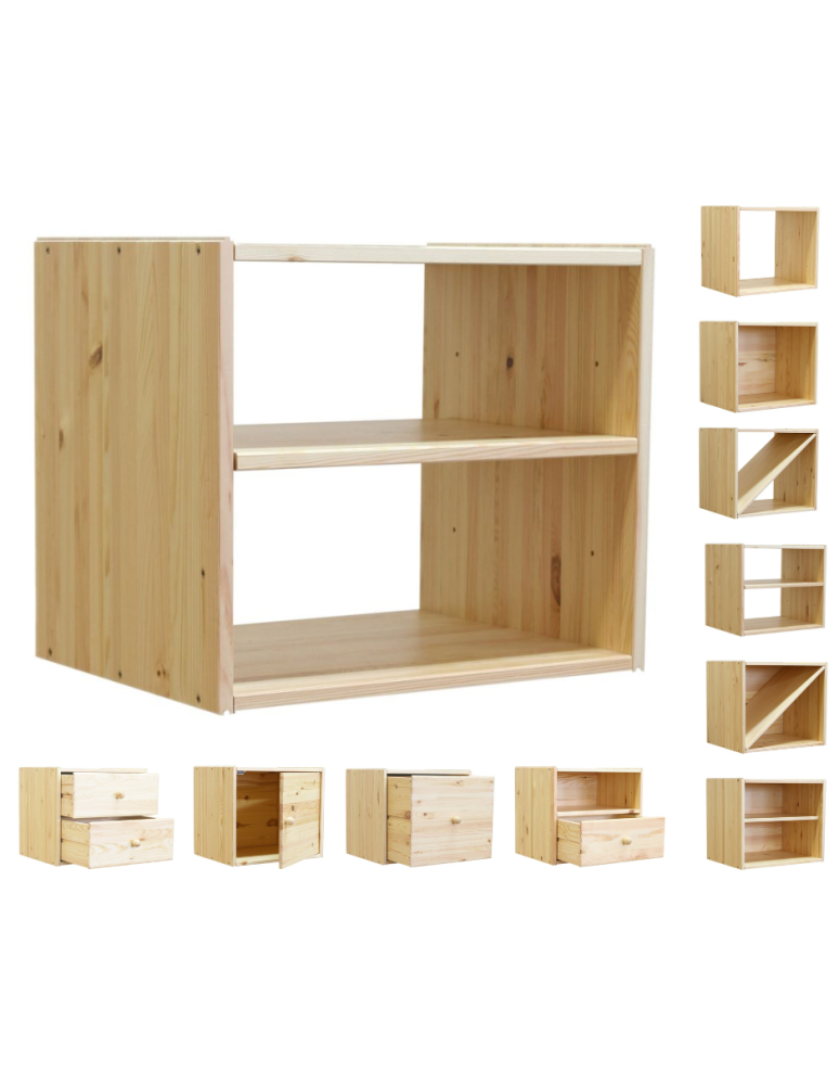 Regały - Drewniany regał modułowy /2xotwarta półka RSKL – Naturalny - product b2b.wamar.biz 1