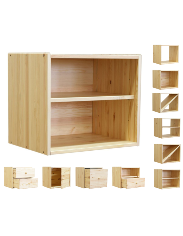 Drewniany regał modułowy /2xzamknięta półka RSKL – Naturalny