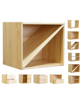 Drewniany regał modułowy /przekątna zamknięta półka RSKL – Naturalny