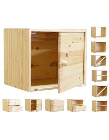 Drewniany regał modułowy /szafka RSKL – Naturalny