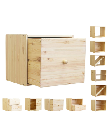 Drewniany regał modułowy /szuflada RSKL – Naturalny