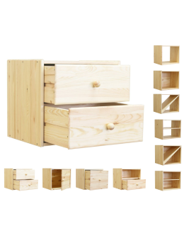 Drewniany regał modułowy /2xszuflada RSKL – Naturalny