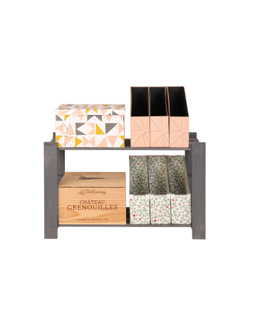 Regały - Regał na książki drewniany B06R 50x80x28 2 półki Szary - product 5