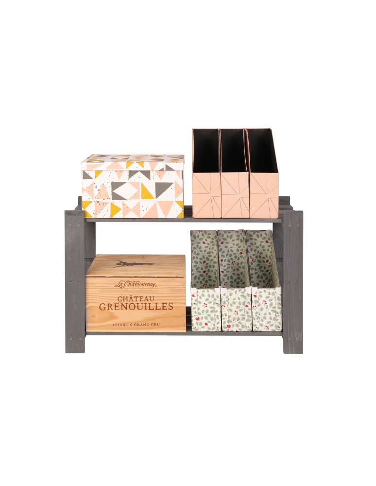 Regały - Regał na książki drewniany B06R 50x80x28 2 półki Szary - product b2b.wamar.biz 5