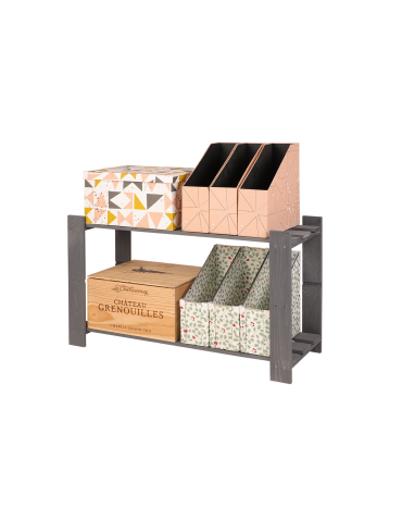 Regały - Regał na książki drewniany B06R 50x80x28 2 półki Szary - product 6