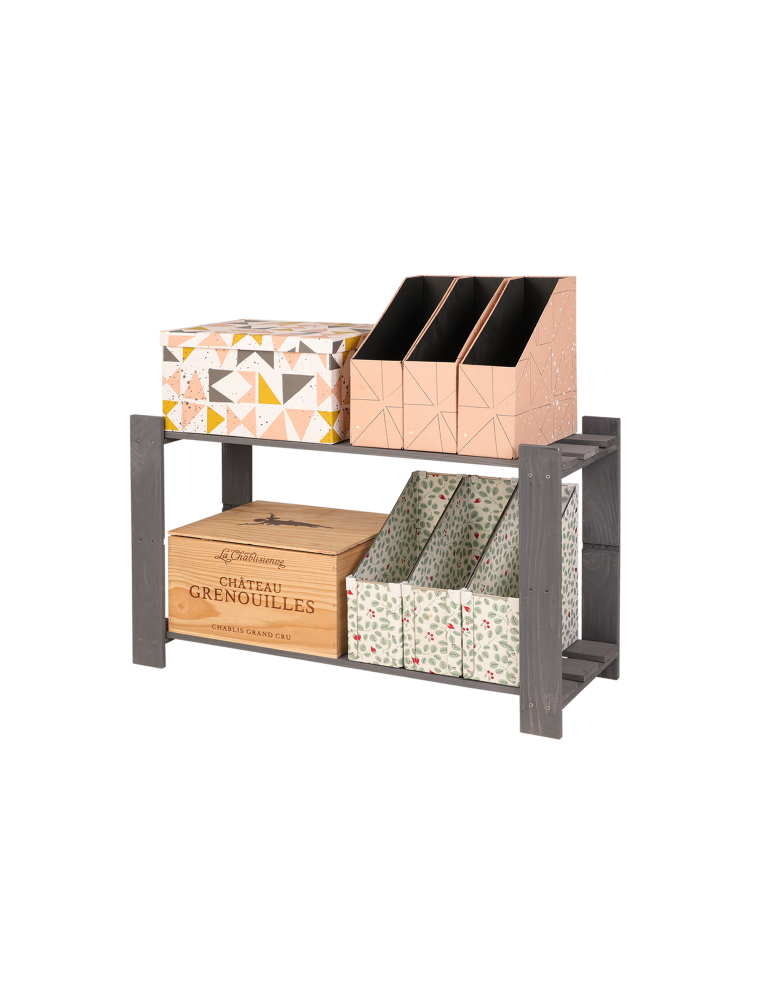 Regały - Regał na książki drewniany B06R 50x80x28 2 półki Szary - product b2b.wamar.biz 6