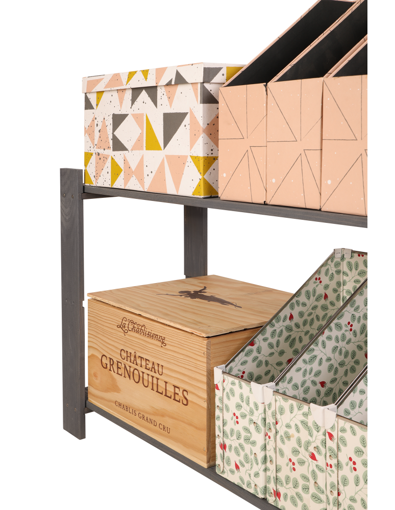 Regały - Regał na książki drewniany B06R 50x80x28 2 półki Szary - product b2b.wamar.biz 8