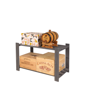 Regały - Regał na książki drewniany B07R 50x80x38 2 półki Szary - product 5