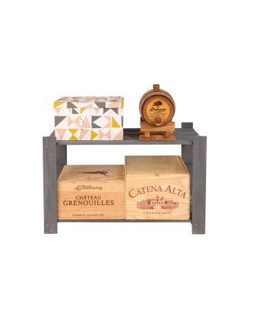 Regały - Regał na książki drewniany B07R 50x80x38 2 półki Szary - product 8