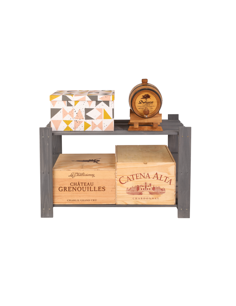 Regały - Regał na książki drewniany B07R 50x80x38 2 półki Szary - product b2b.wamar.biz 8