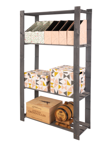 Regały - Regał na książki drewniany B17R 150x80x28 5 półek Szary - product 6