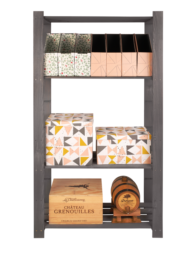 Regały - Regał na książki drewniany B23R 150x80x38 4 półki Szary - product b2b.wamar.biz 3