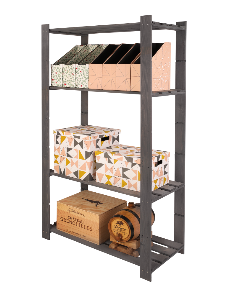 Regały - Regał na książki drewniany B23R 150x80x38 4 półki Szary - product b2b.wamar.biz 1