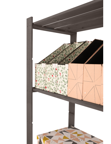 Regały - Regał na książki drewniany B23R 150x80x38 4 półki Szary - product 5