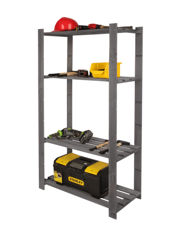 Regały - Regał na książki drewniany B23R 150x80x38 4 półki Szary - product 12