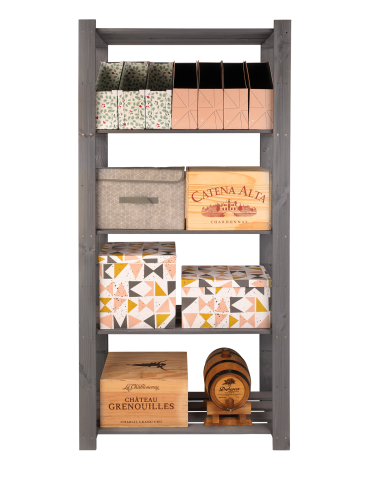 Regały - Regał na książki drewniany B24R 170x80x38 5 półek Szary - product 3