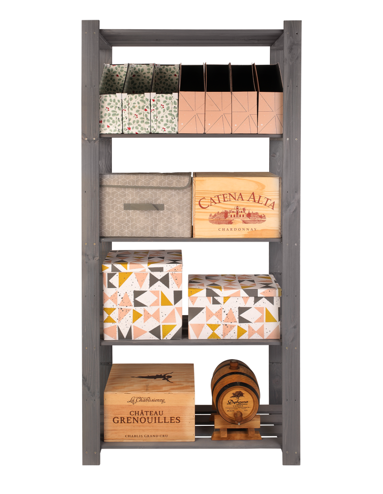 Regały - Regał na książki drewniany B24R 170x80x38 5 półek Szary - product b2b.wamar.biz 3