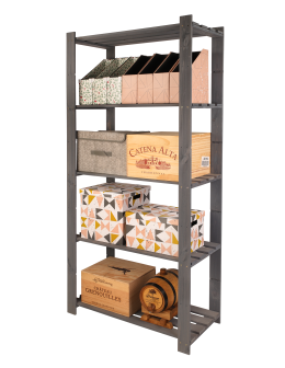 Regał na książki drewniany B24R 170x80x38 5 półek Szary