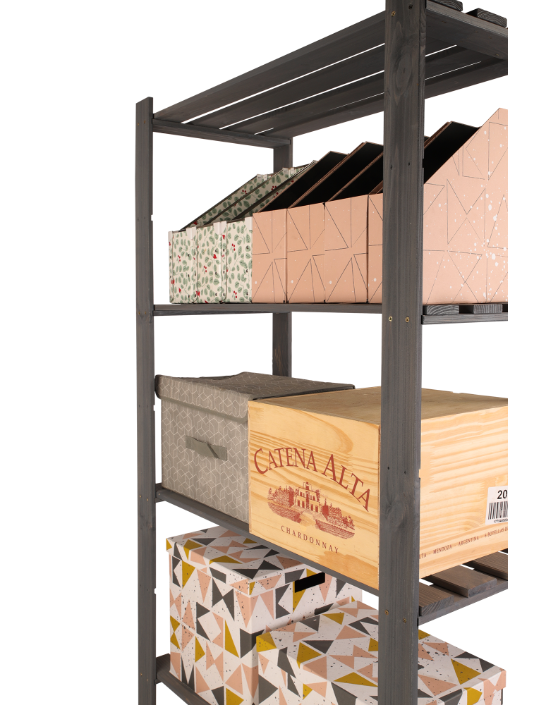 Regały - Regał na książki drewniany B24R 170x80x38 5 półek Szary - product b2b.wamar.biz 5